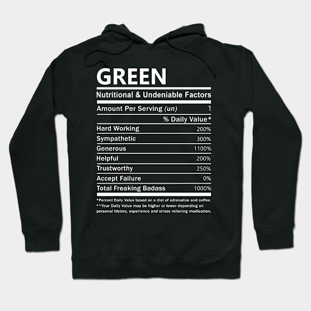 Green Name T Shirt - Green Nutritional and Undeniable Name Factors Gift Item Tee Hoodie by nikitak4um